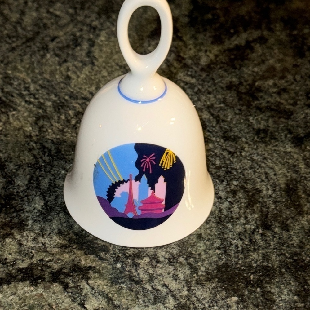VINTAGE DISNEY Ceramic Bell with Colorful Design EPCOT CENTER